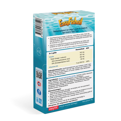 EasyFishoil Kids Visolie voor kinderen met Omega-3 en Vitamine D Aardbeismaak - easyVit