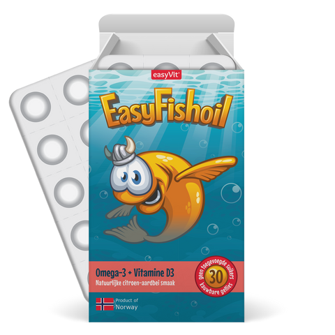 EasyFishoil Kids Visolie voor kinderen met Omega-3 en Vitamine D Aardbeismaak - easyVit